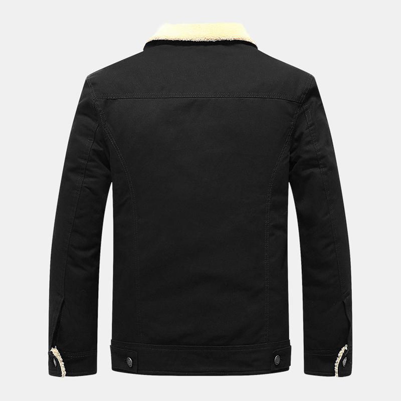 Chaqueta Cálida Gruesa Con Botones Metálicos 100% Algodón Para Exteriores Para Hombre