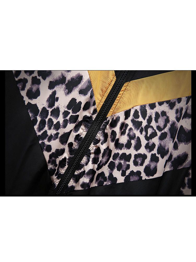 Chaqueta Cálida Informal Suelta De Algodón Con Costuras De Leopardo Grueso Y Terciopelo Para Hombre