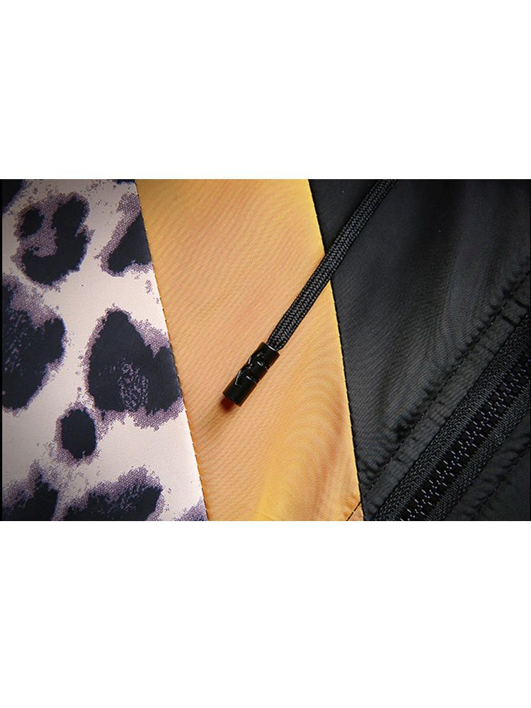 Chaqueta Cálida Informal Suelta De Algodón Con Costuras De Leopardo Grueso Y Terciopelo Para Hombre