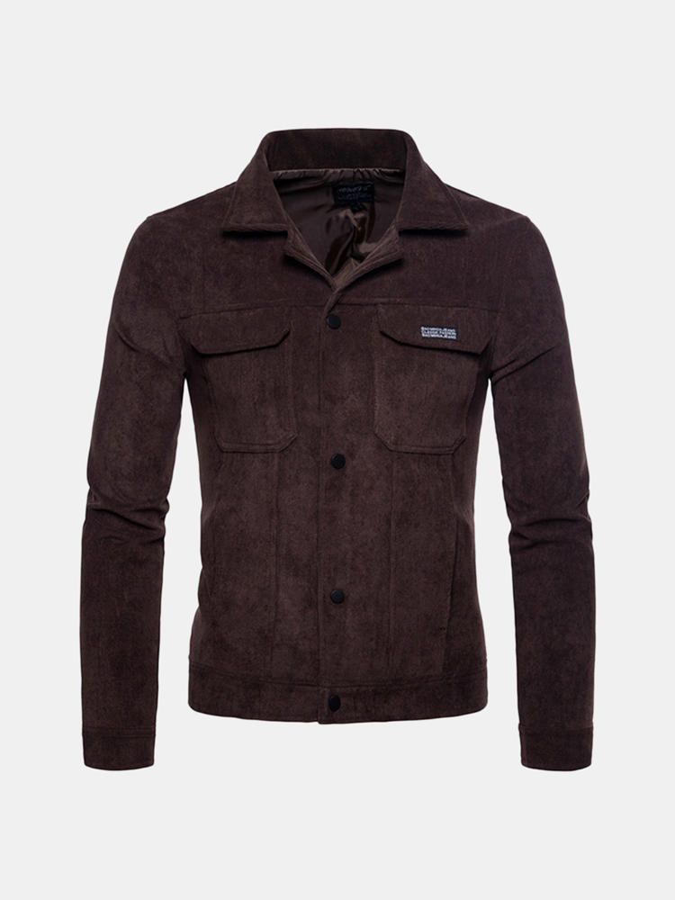 Chaqueta De Camisa Con Cuello Vuelto De Pana Con Estilo Para Hombre