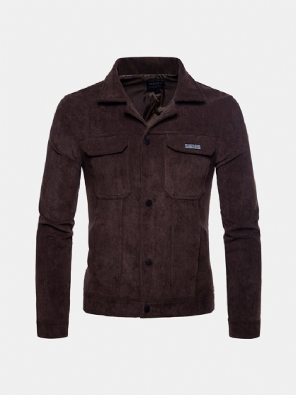 Chaqueta De Camisa Con Cuello Vuelto De Pana Con Estilo Para Hombre