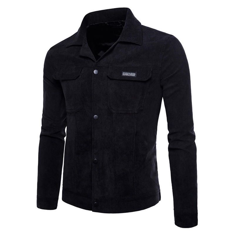 Chaqueta De Camisa Con Cuello Vuelto De Pana Con Estilo Para Hombre