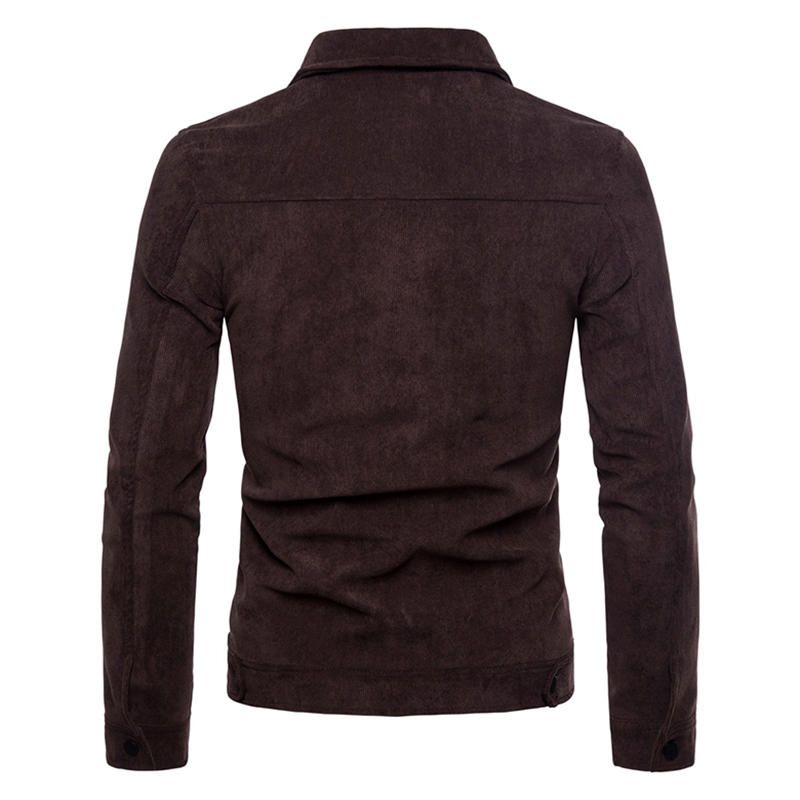 Chaqueta De Camisa Con Cuello Vuelto De Pana Con Estilo Para Hombre