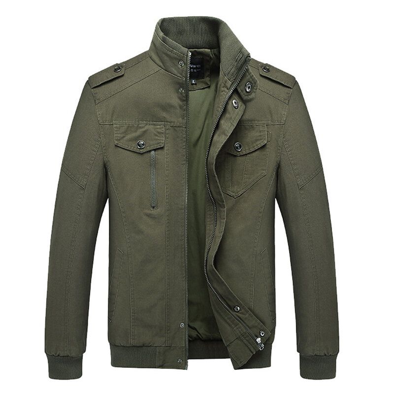 Chaqueta Cargo De Algodón Con Charreteras Militares De Talla Grande Para Hombre