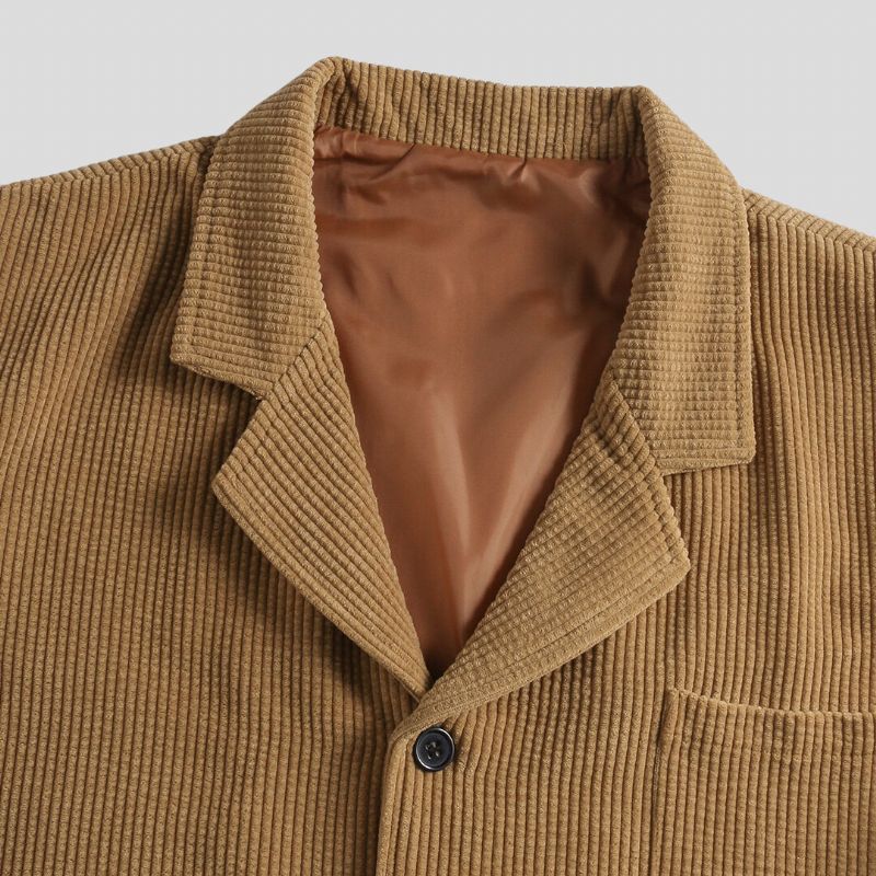 Chaqueta Casual De Cuello Vuelto Con Múltiples Bolsillos Grandes Vintage Para Hombre