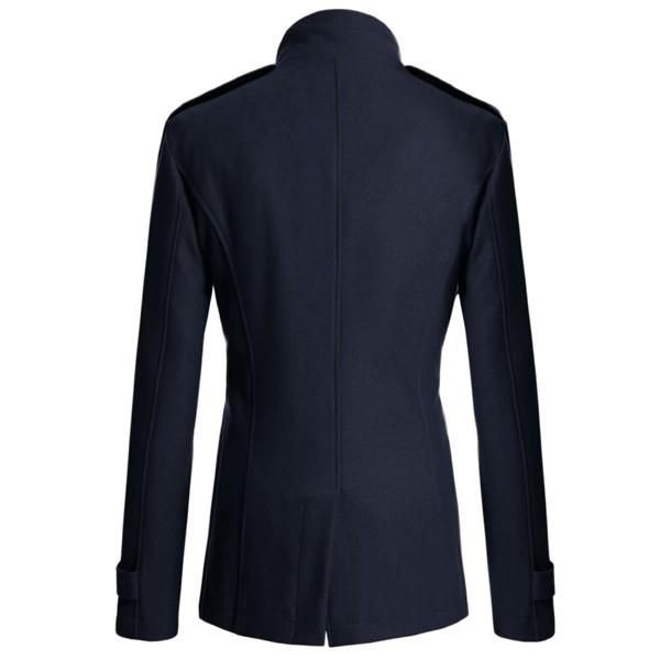 Chaqueta Casual De Estilo Británico Con Doble Botonadura De Mezcla De Lana De Color Sólido Para Hombre