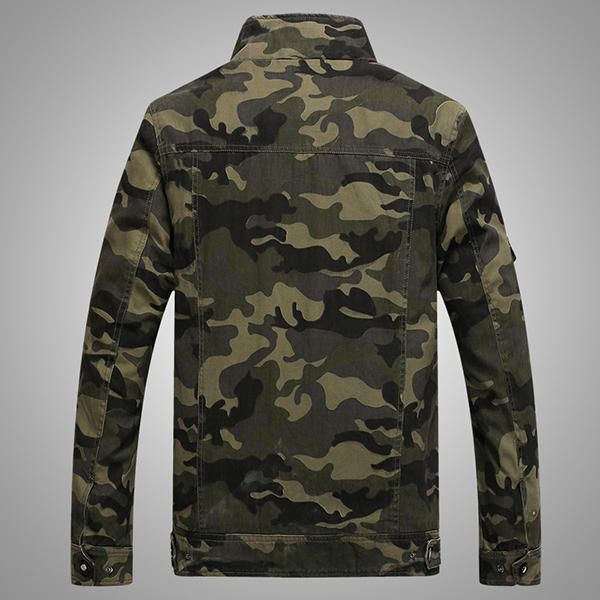 Chaqueta De Charretera Para Exteriores De Algodón Militar Con Estampado De Camuflaje Para Hombre