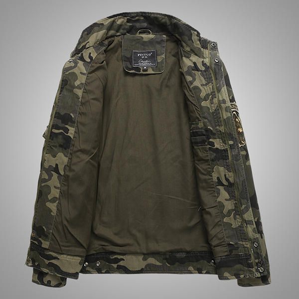 Chaqueta De Charretera Para Exteriores De Algodón Militar Con Estampado De Camuflaje Para Hombre