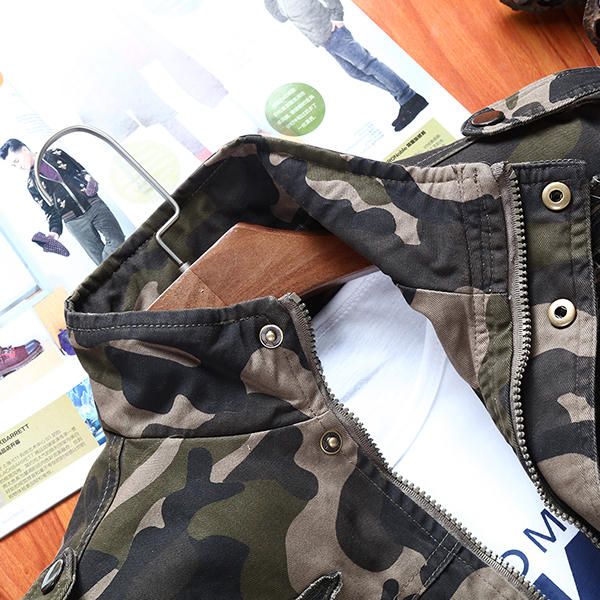 Chaqueta De Charretera Para Exteriores De Algodón Militar Con Estampado De Camuflaje Para Hombre