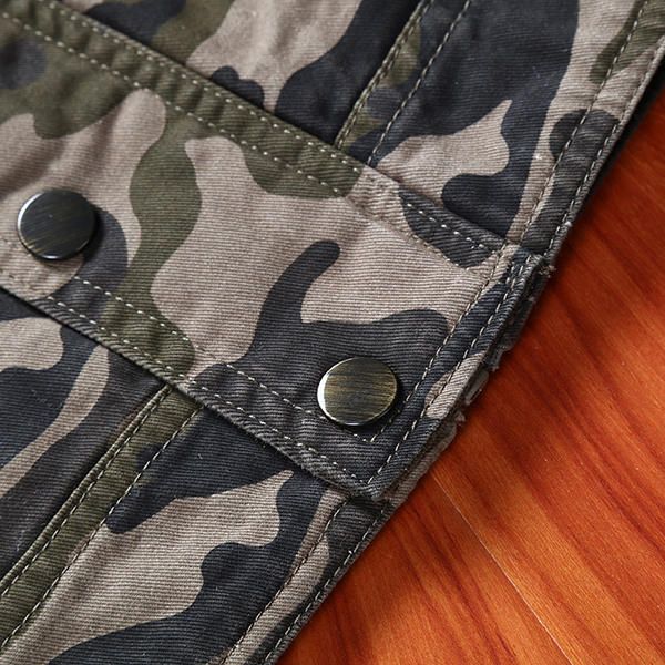 Chaqueta De Charretera Para Exteriores De Algodón Militar Con Estampado De Camuflaje Para Hombre