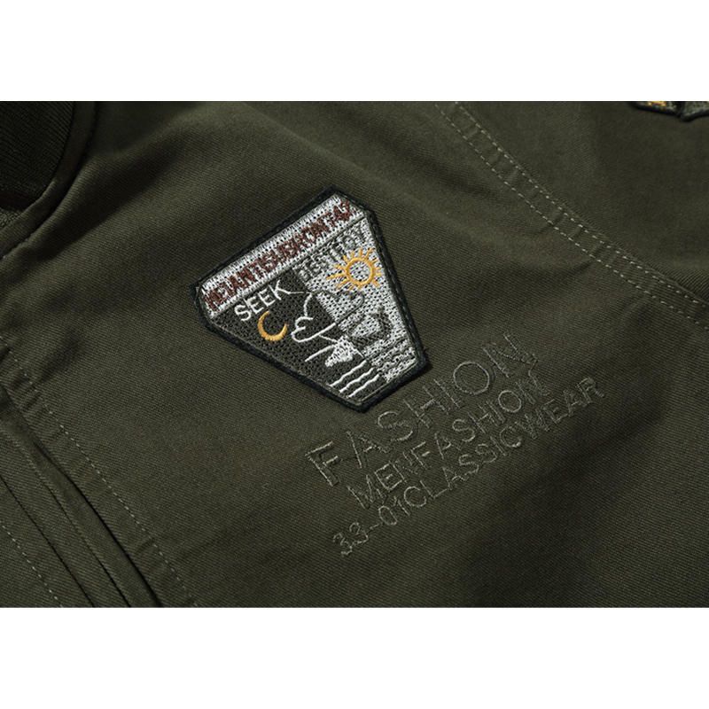 Chaqueta De Color Con Soporte De Charretera Militar Al Aire Libre Con Bordado Para Hombre