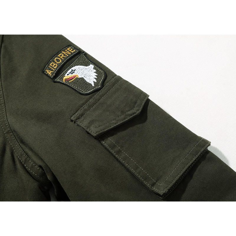 Chaqueta De Color Con Soporte De Charretera Militar Al Aire Libre Con Bordado Para Hombre