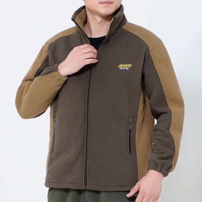 Chaqueta Con Bordado De Color En Contraste Para Exteriores De Forro Polar Para Hombre