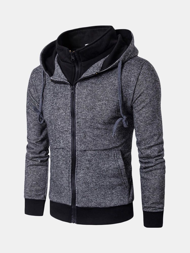 Chaqueta Con Capucha De Algodón Con Cremallera Y Cordón Para Hombre