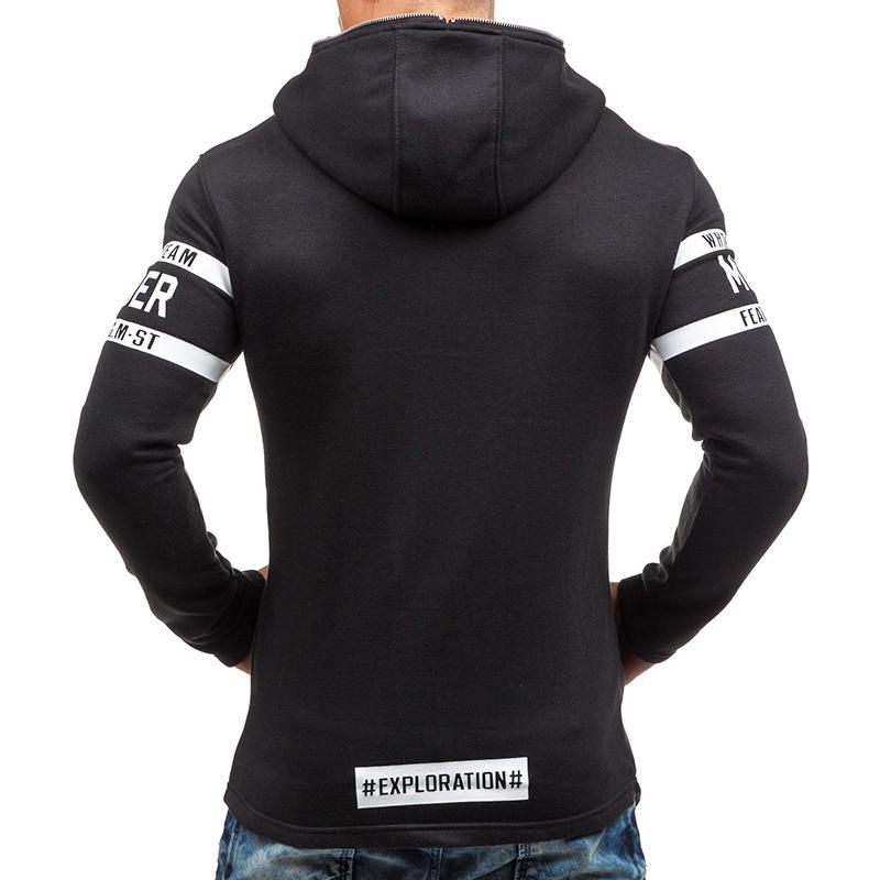 Chaqueta Con Capucha Deportiva Con Cremallera Y Estampado De Letras Con Estilo Para Hombre