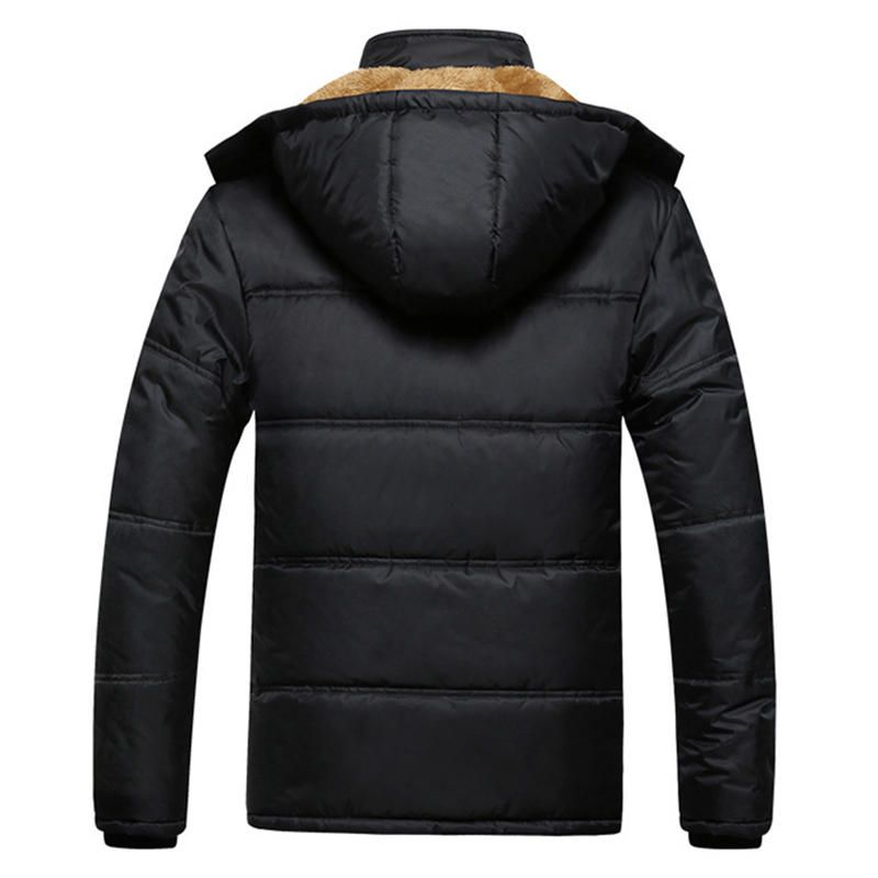 Chaqueta Con Capucha De Lana Gruesa Y Cálida De Invierno Para Hombre Abrigos De Bolsillo Grandes Negros