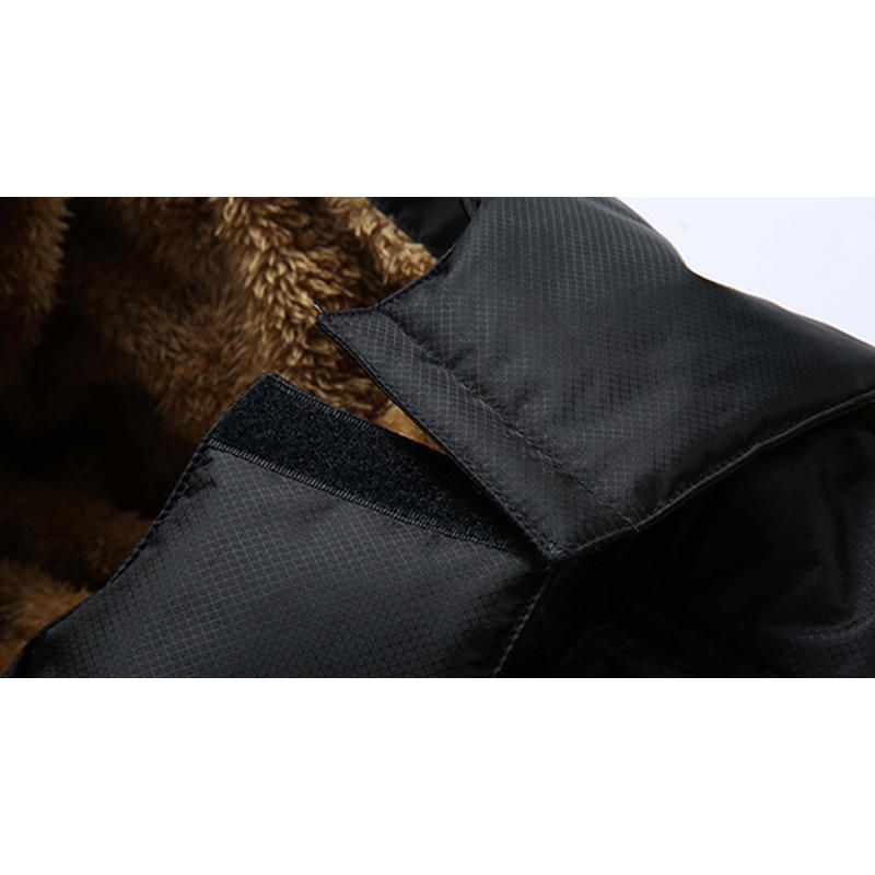 Chaqueta Con Capucha De Lana Gruesa Y Cálida De Invierno Para Hombre Abrigos De Bolsillo Grandes Negros