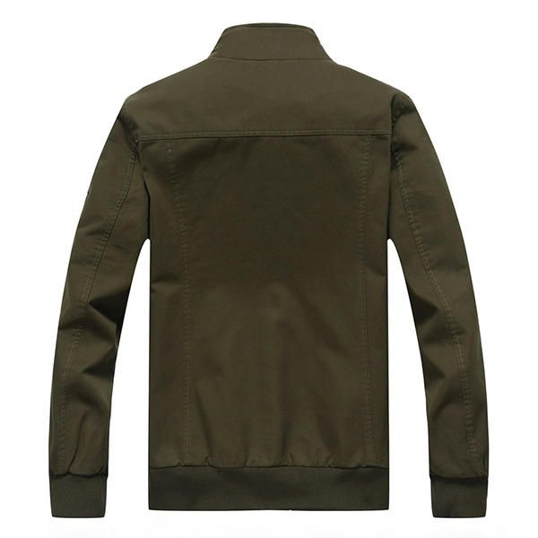 Chaqueta Con Cremallera De Cuello Alto De Algodón Informal De Carga Militar De Otoño Invierno Para Hombre