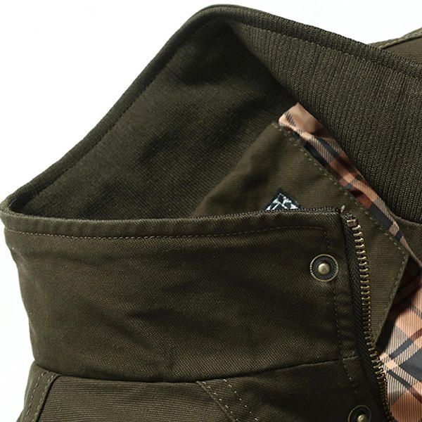 Chaqueta Con Cremallera De Cuello Alto De Algodón Informal De Carga Militar De Otoño Invierno Para Hombre