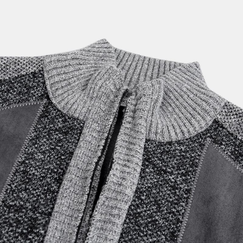 Chaqueta Con Cremallera De Punto Con Cuello Alto Vintage Para Hombre