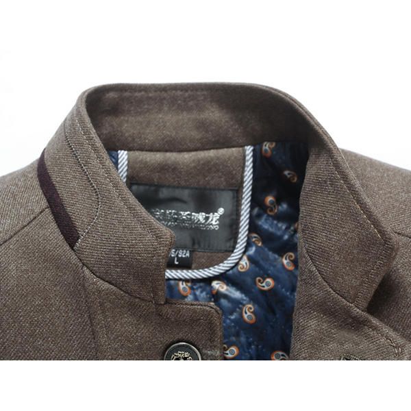 Chaqueta De Cuello Alto De Corte Slim Con Cremallera En El Pecho De Lana Informal De Negocios Informal Para Hombres