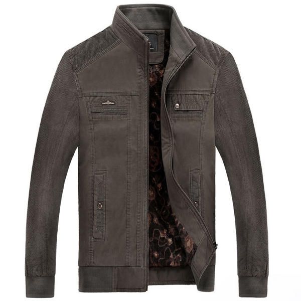 Chaqueta De Cuello Alto De Terciopelo Cálido Grueso De Invierno Para Hombre