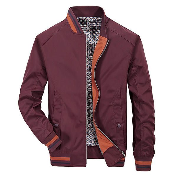 Chaqueta De Cuello De Béisbol De Primavera Y Otoño Ajustada Para Hombre Informal De Negocios Antiarrugas