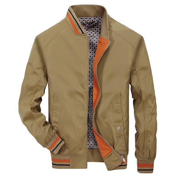 Chaqueta De Cuello De Béisbol De Primavera Y Otoño Ajustada Para Hombre Informal De Negocios Antiarrugas