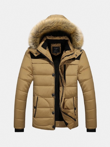 Chaqueta De Gran Tamaño De Empalme Desmontable Con Capucha De Invierno Gruesa Para Hombre