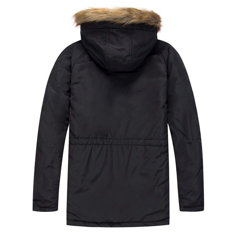 Chaqueta Gruesa De Invierno Para Hombre Parka Acolchada De Algodón Con Múltiples Bolsillos Desmontables De Piel Sintética Con Capucha