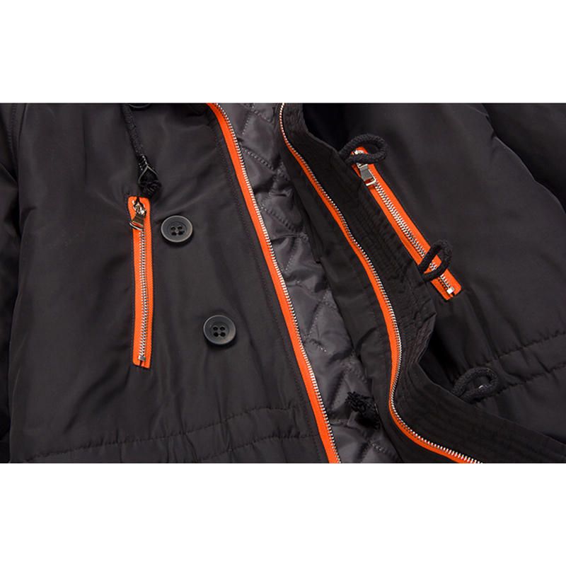 Chaqueta Gruesa De Invierno Para Hombre Parka Acolchada De Algodón Con Múltiples Bolsillos Desmontables De Piel Sintética Con Capucha