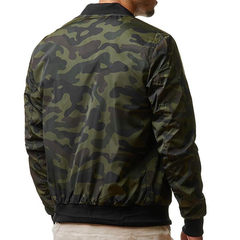 Chaqueta Informal De Camuflaje Militar Para Hombre De Talla Grande Con Bolsillo Con Cremallera En El Brazo