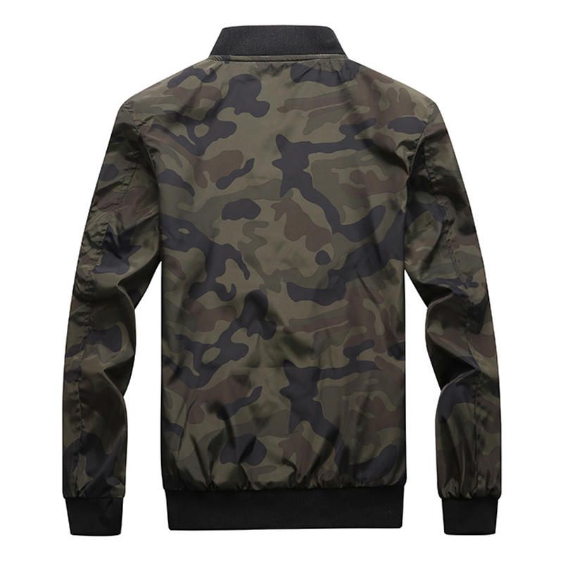 Chaqueta Informal De Camuflaje Militar Para Hombre De Talla Grande Con Bolsillo Con Cremallera En El Brazo