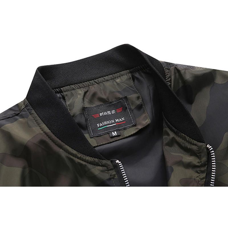 Chaqueta Informal De Camuflaje Militar Para Hombre De Talla Grande Con Bolsillo Con Cremallera En El Brazo