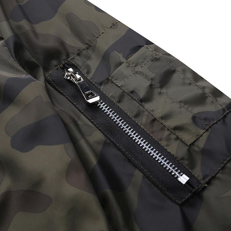 Chaqueta Informal De Camuflaje Militar Para Hombre De Talla Grande Con Bolsillo Con Cremallera En El Brazo