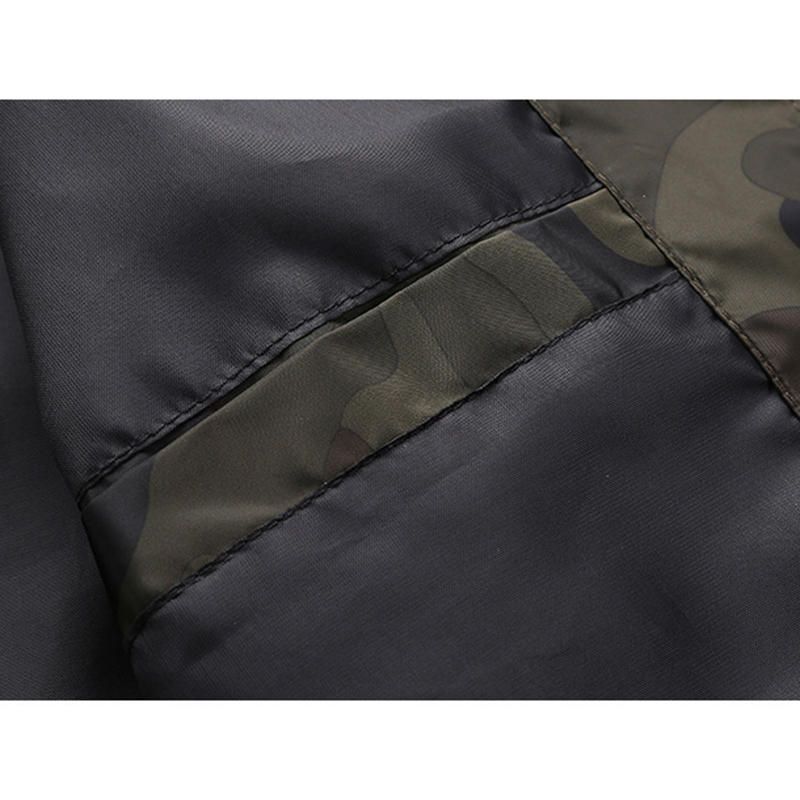 Chaqueta Informal De Camuflaje Militar Para Hombre De Talla Grande Con Bolsillo Con Cremallera En El Brazo