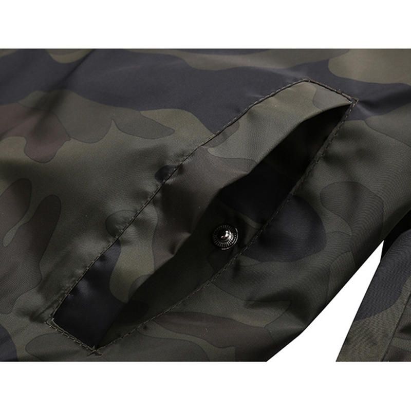 Chaqueta Informal De Camuflaje Militar Para Hombre De Talla Grande Con Bolsillo Con Cremallera En El Brazo