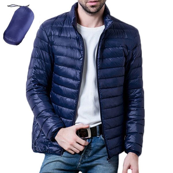 Chaqueta Informal De Color Sólido Con Cuello Levantado Y Portátil Para Hombre