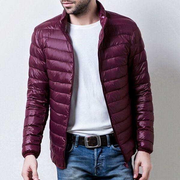 Chaqueta Informal De Color Sólido Con Cuello Levantado Y Portátil Para Hombre