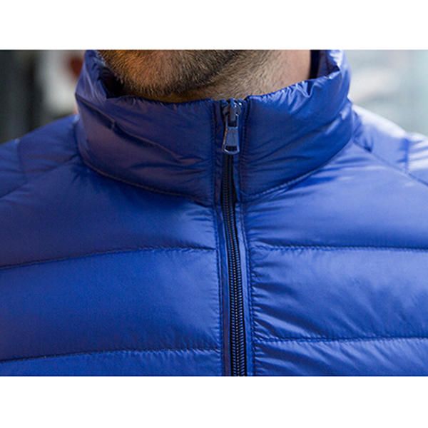 Chaqueta Informal De Color Sólido Con Cuello Levantado Y Portátil Para Hombre