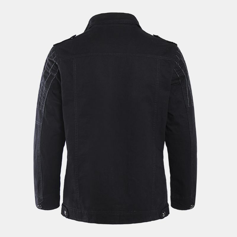 Chaqueta Informal Gruesa Con Cuello Alto Y Cremallera Para Hombre Al Aire Libre Con Múltiples Bolsillos