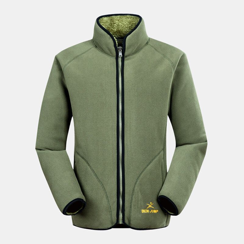 Chaqueta Informal Gruesa De Un Solo Pecho Con Cremallera Y Cuello Alto De Invierno Para Hombre