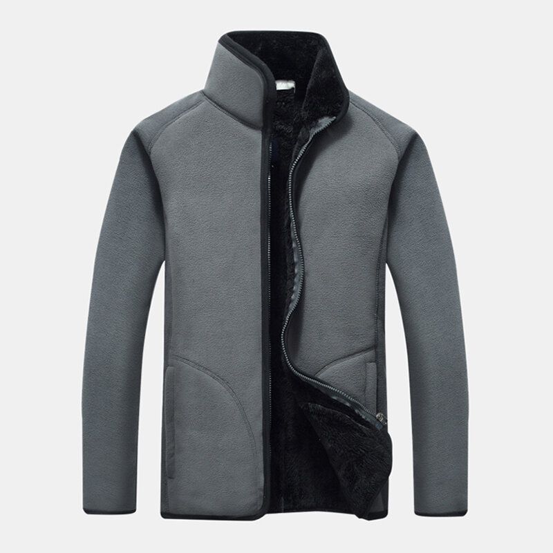 Chaqueta Informal Gruesa De Un Solo Pecho Con Cremallera Y Cuello Alto De Invierno Para Hombre