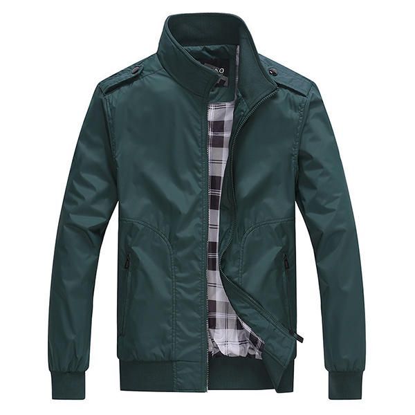 Chaqueta Informal Para Hombre Con Cuello Alto Y Cremallera En Color Puro De Negocios