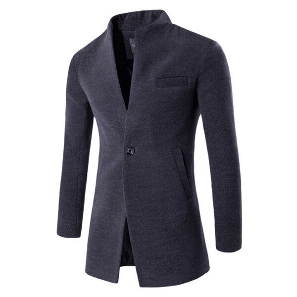 Chaqueta De Lana De Corte Slim Casual De Moda Con Cuello Alto De Un Botón De Negocios Para Hombre