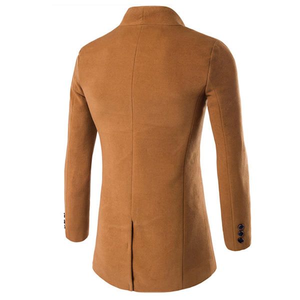 Chaqueta De Lana De Corte Slim Casual De Moda Con Cuello Alto De Un Botón De Negocios Para Hombre