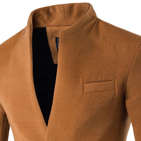 Chaqueta De Lana De Corte Slim Casual De Moda Con Cuello Alto De Un Botón De Negocios Para Hombre