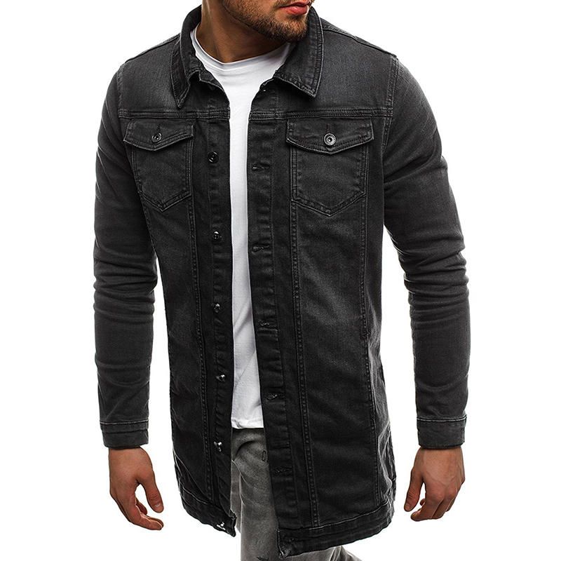 Chaqueta De Mezclilla Delgada Casual Con Múltiples Bolsillos Para Hombre