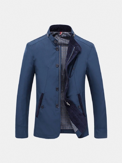 Chaqueta De Moda Con Personalidad De Cuello Alto De Un Solo Pecho Con Cremallera Ajustada De Negocios Informal Para Hombre