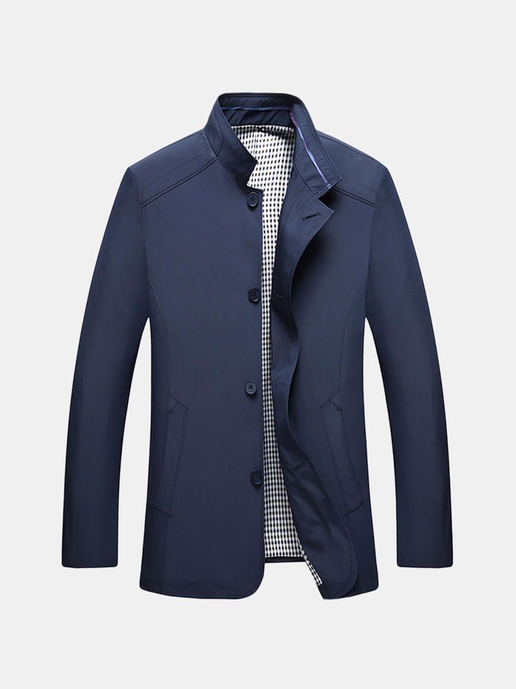 Chaqueta De Negocios De Cuello Alto Informal De Color Sólido Informal De Moda De Otoño Para Hombre